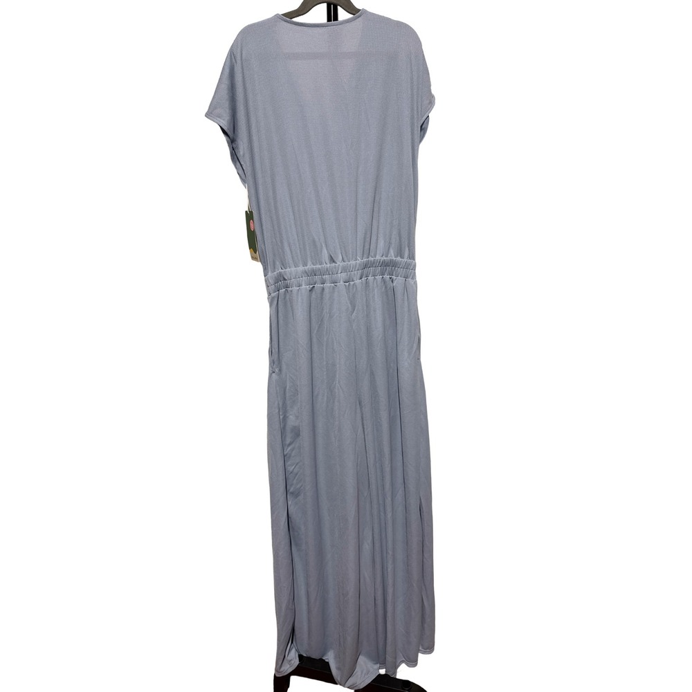 Halara Light Blue Wide Leg Romper Tall Faux Wrap V Neck Size Medium Casual Chic - Picture 4 of 8